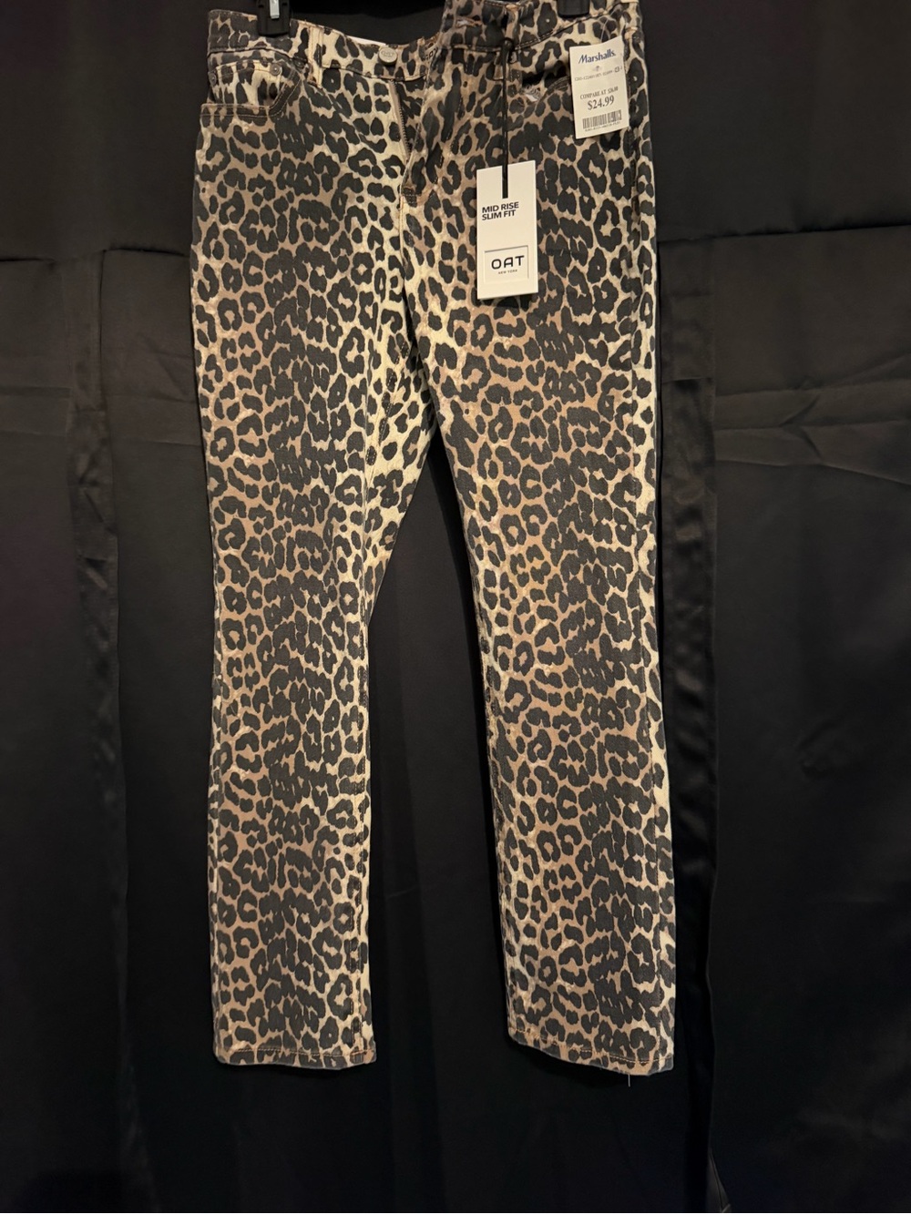 Leopard Print  Oat Mid-Rise Slim Fit Women's Jeans - Brown/Black